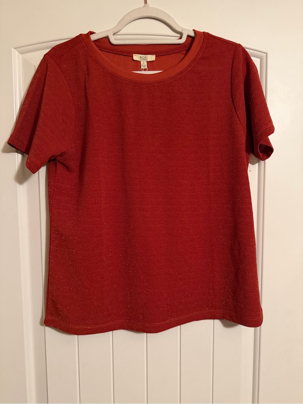 KORI America Only For Tonight Top Small Rust Red Metallic Shimmer NWT